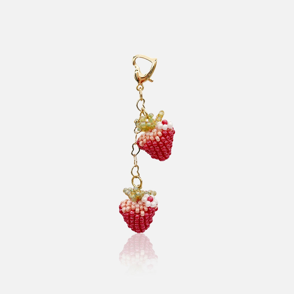 Beaded Strawberry Bag Charm
