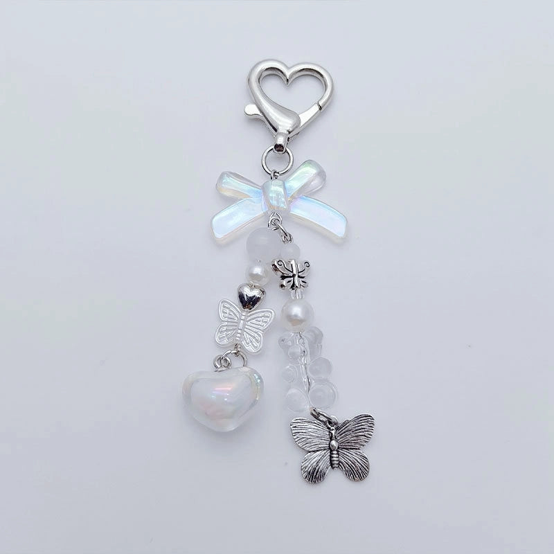 Bow Heart Beaded Bag Charm