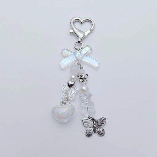 Bow Heart Beaded Bag Charm