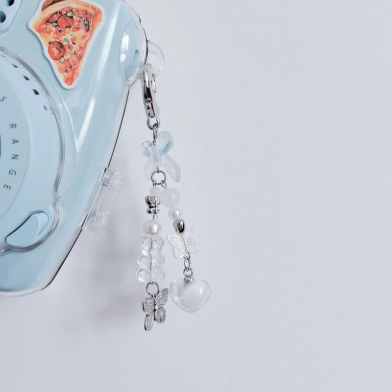 Bow Heart Beaded Bag Charm