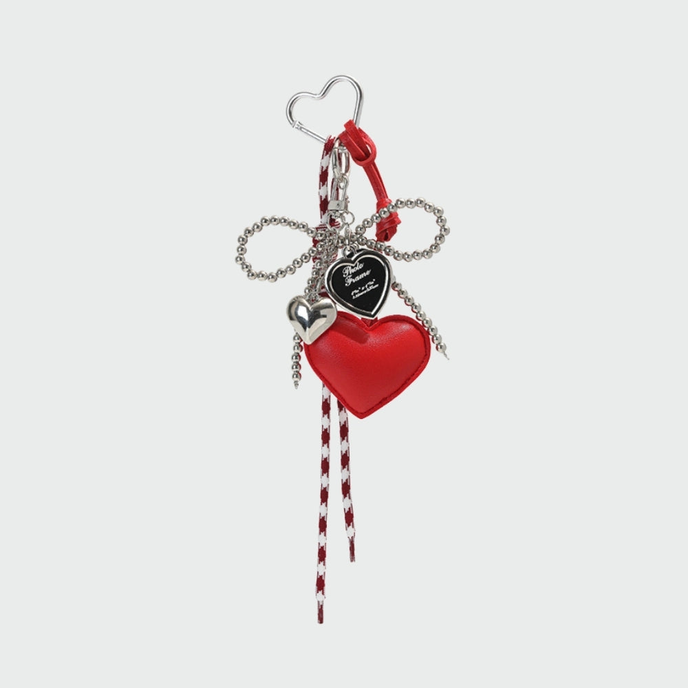 Bowknot Leather Heart Bag Charm