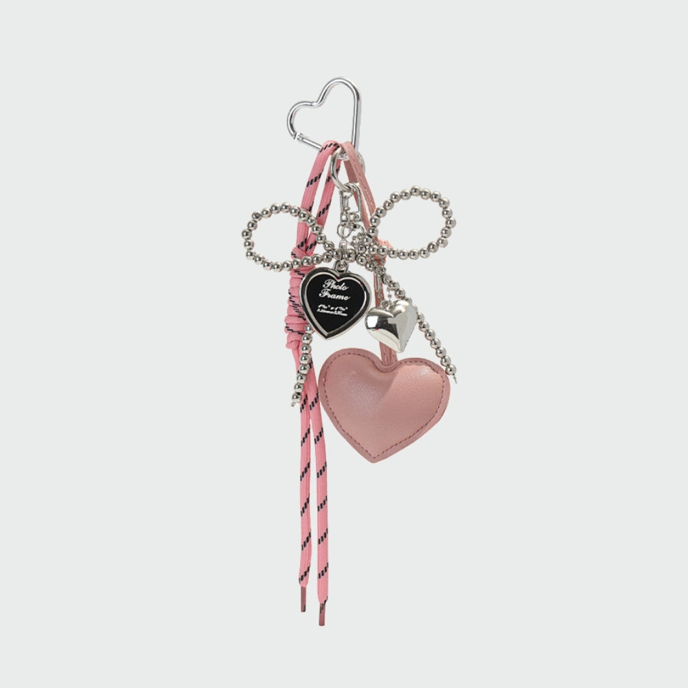 Bowknot Leather Heart Bag Charm
