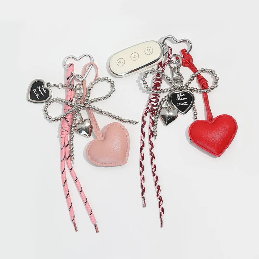 Bowknot Leather Heart Bag Charm