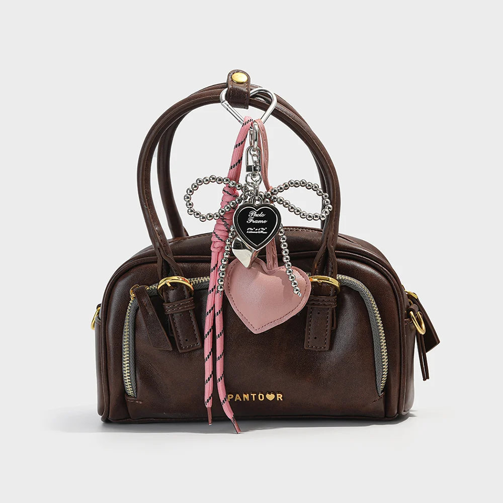 Bowknot Leather Heart Bag Charm