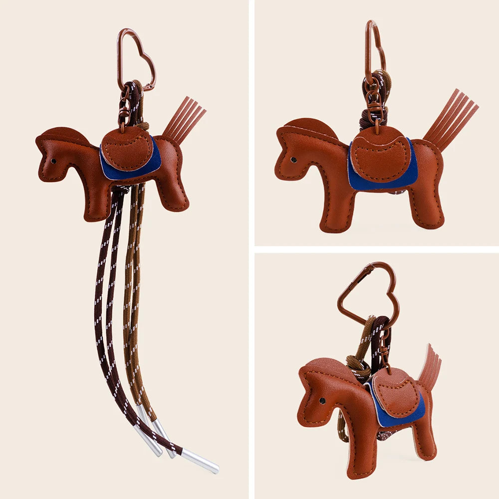 Brown Leather Horse Bag Charm