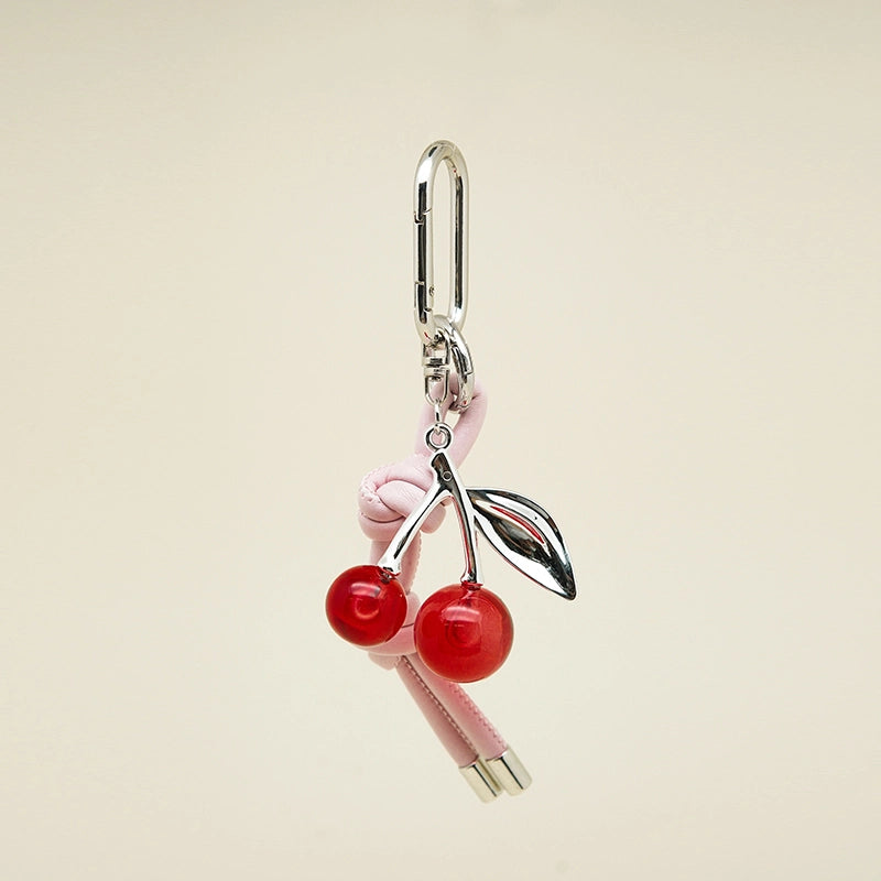 Cherry Leather Knot Bag Charm