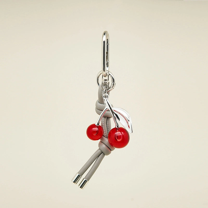 Cherry Leather Knot Bag Charm