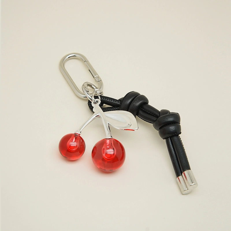 Cherry Leather Knot Bag Charm
