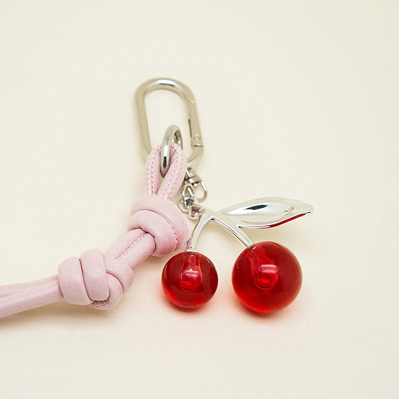 Cherry Leather Knot Bag Charm