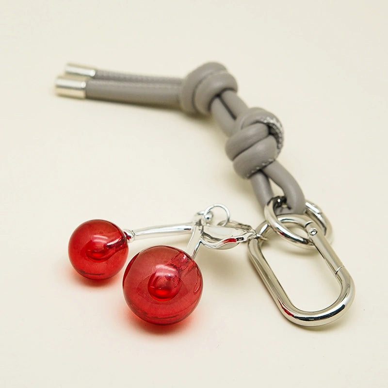Cherry Leather Knot Bag Charm
