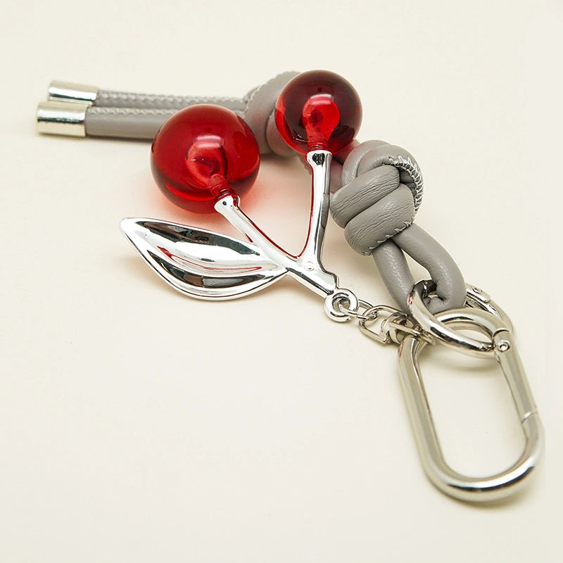 Cherry Leather Knot Bag Charm