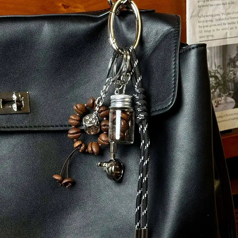 Coffee Bean Metal Bag Charm