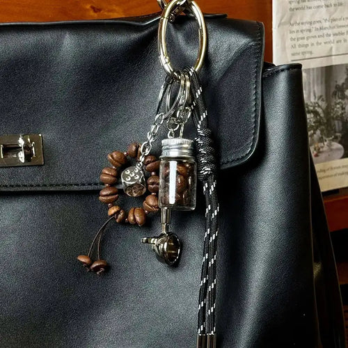 Coffee Bean Metal Bag Charm