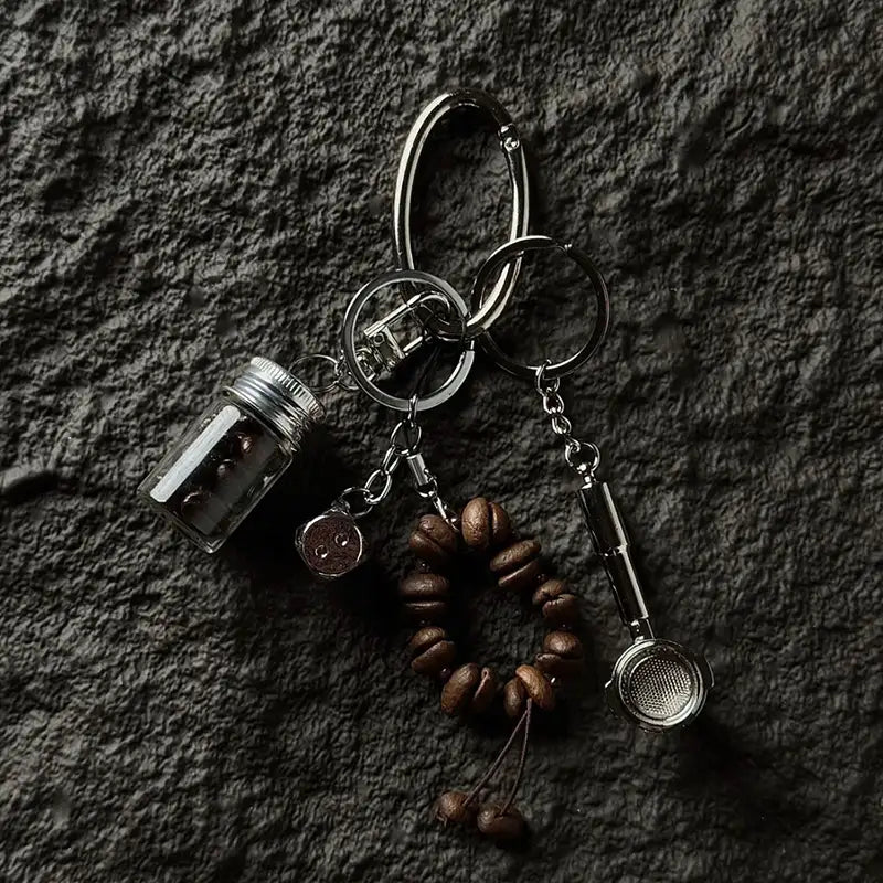 Coffee Bean Metal Bag Charm