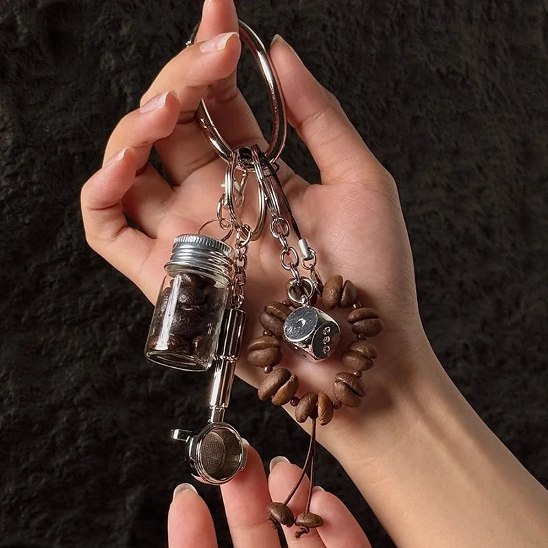 Coffee Bean Metal Bag Charm