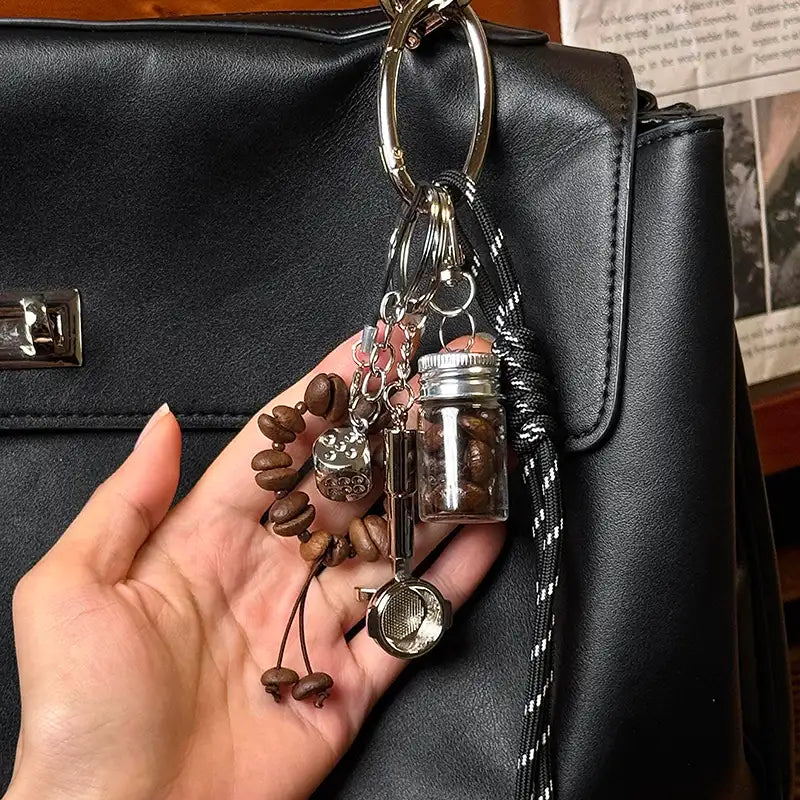Coffee Bean Metal Bag Charm