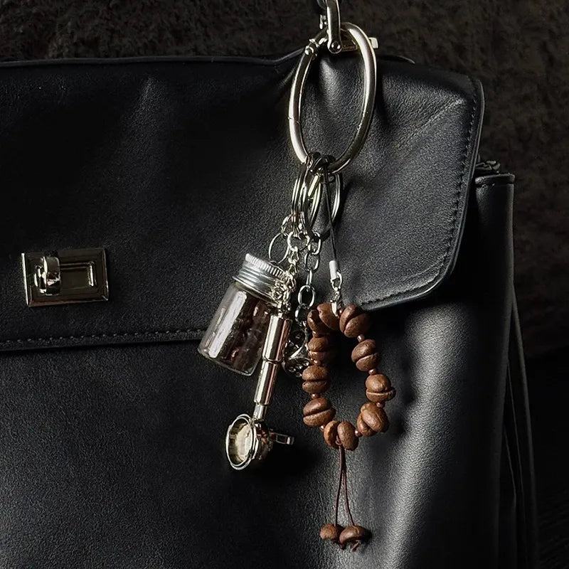 Coffee Bean Metal Bag Charm