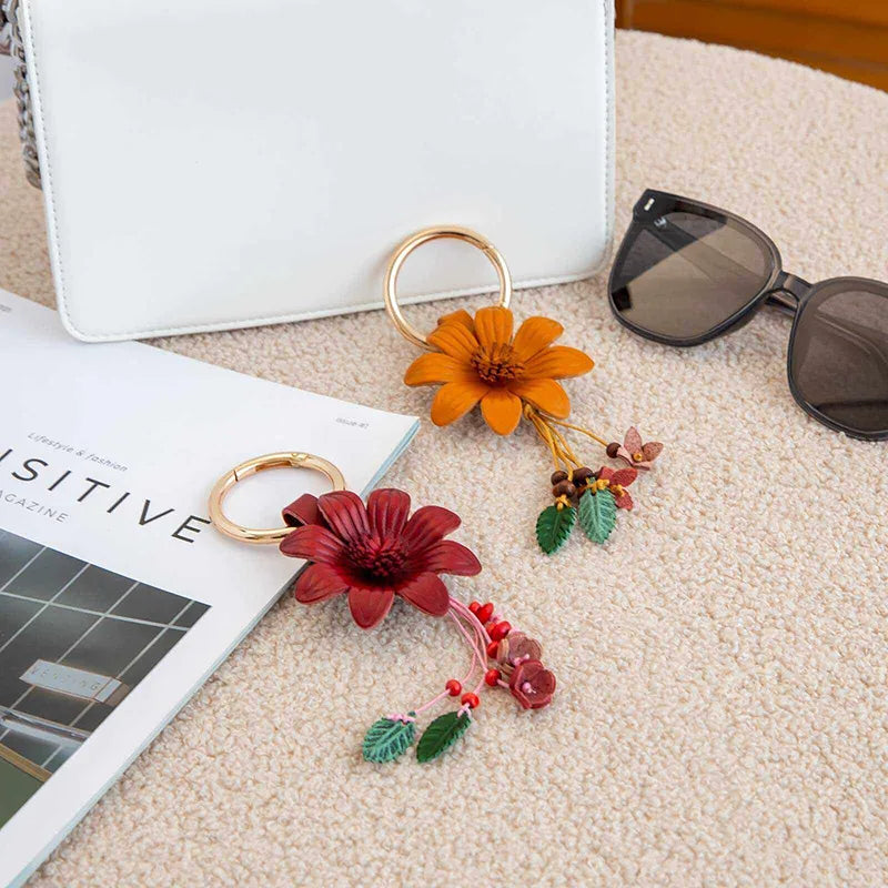 Creative Leather Flower Bag Charm