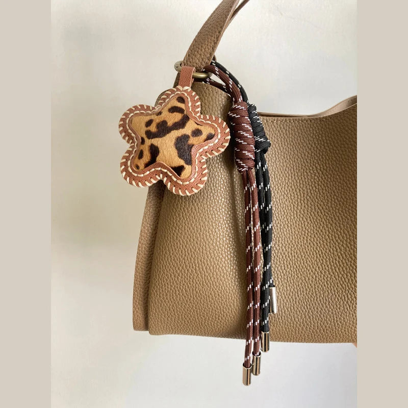 Creative Leopard Print Star Bag Charm