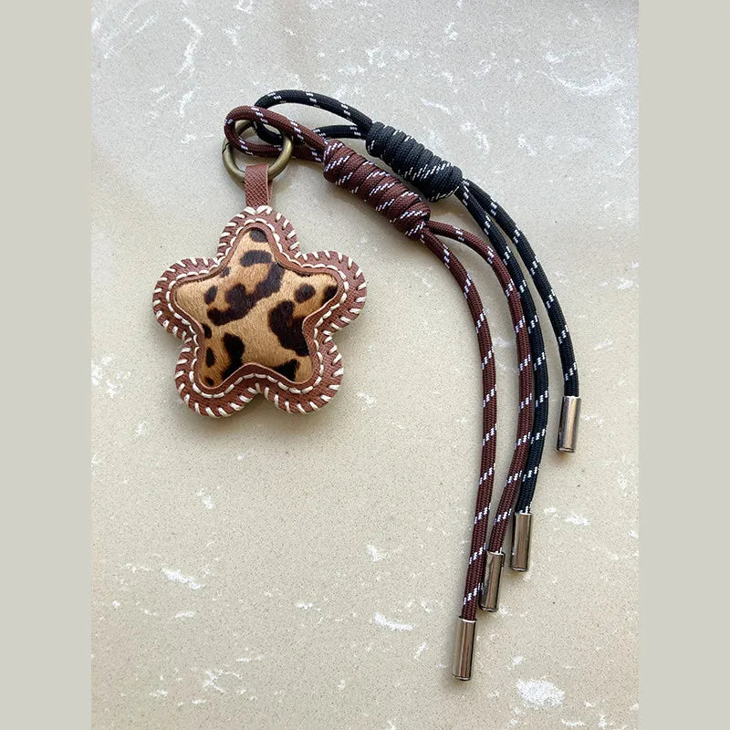 Creative Leopard Print Star Bag Charm