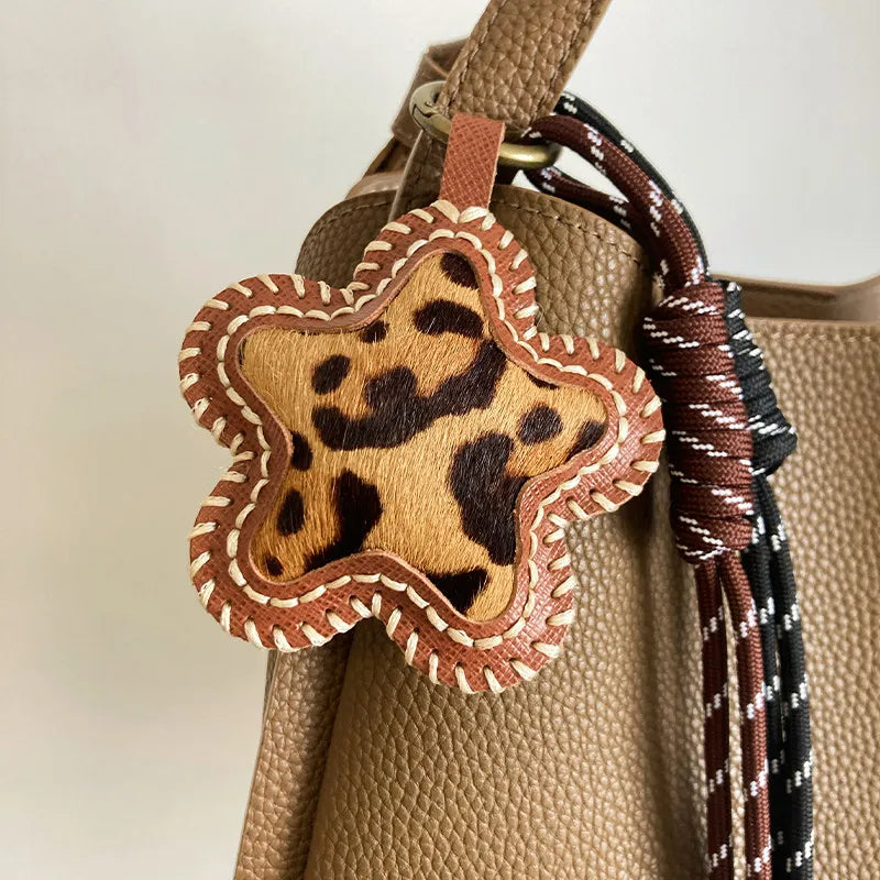 Creative Leopard Print Star Bag Charm