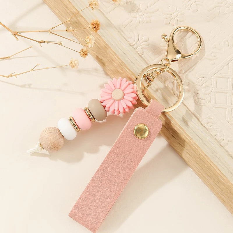 Daisy Beaded Bag Charm