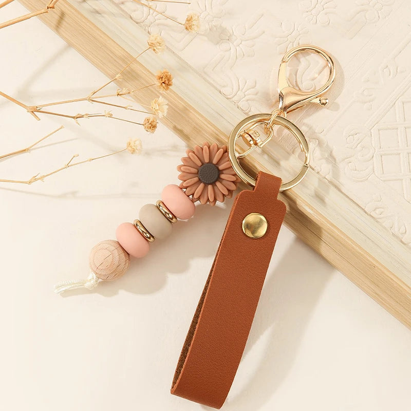 Daisy Beaded Bag Charm