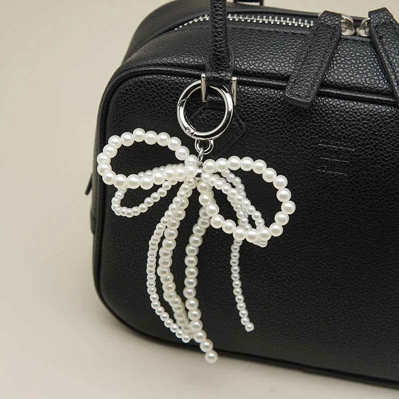 Double-Layer Pearl Bow Bag Charm