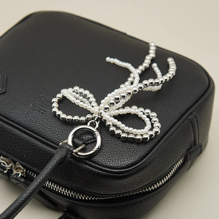 Double-Layer Pearl Bow Bag Charm