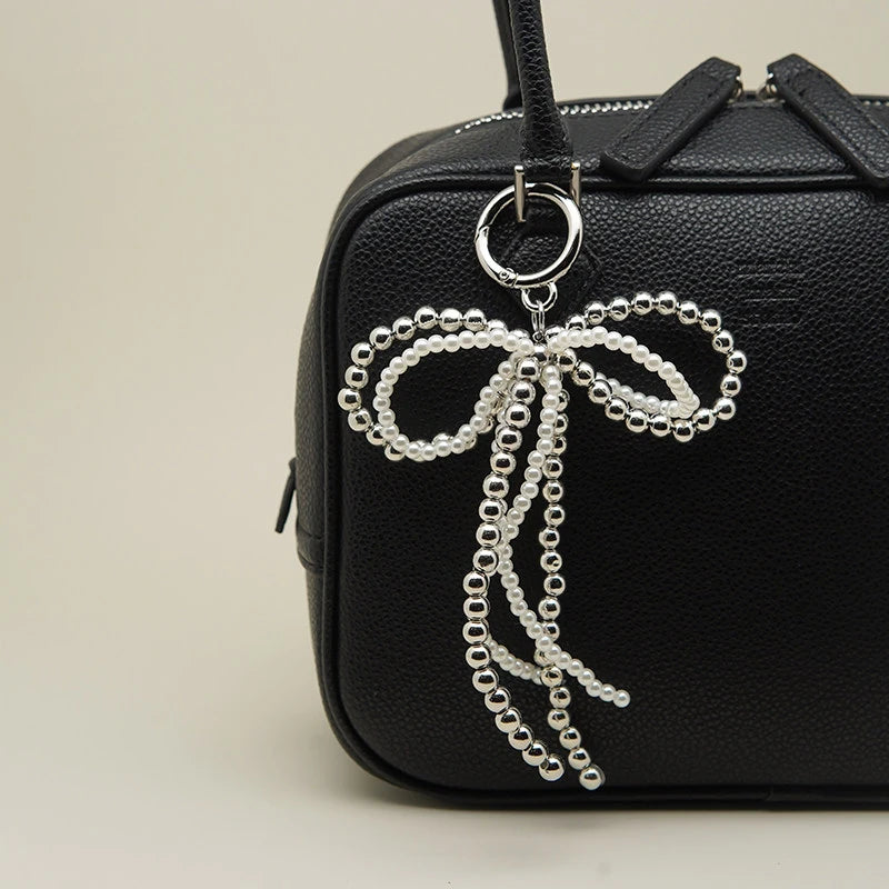 Double-Layer Pearl Bow Bag Charm
