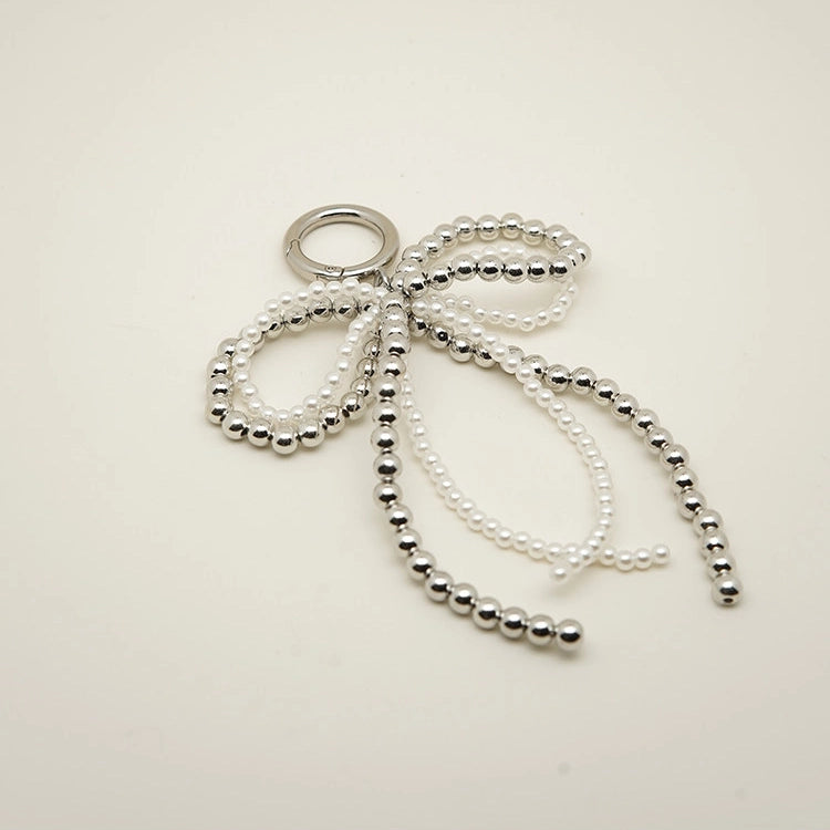 Double-Layer Pearl Bow Bag Charm