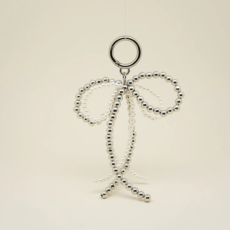 Double-Layer Pearl Bow Bag Charm