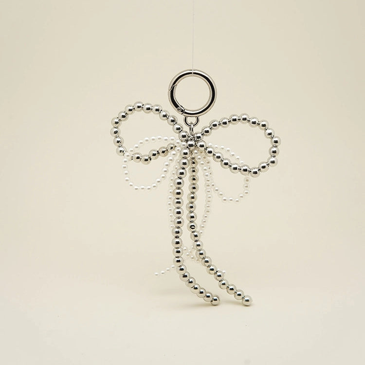 Double-Layer Pearl Bow Bag Charm