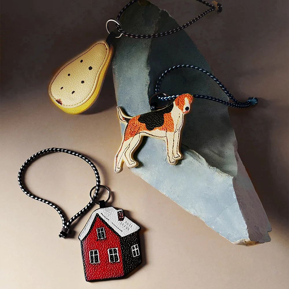 Double-Sided Leather Bag Charm