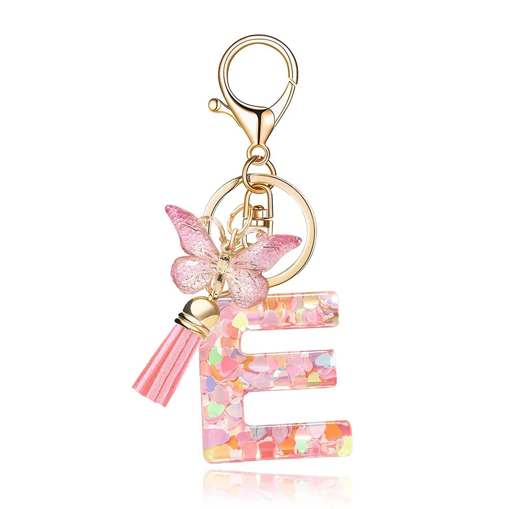 Pink Butterfly Letter Bag Charm
