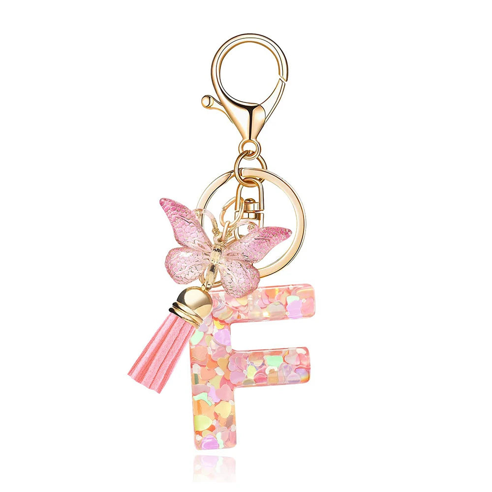 Pink Butterfly Letter Bag Charm