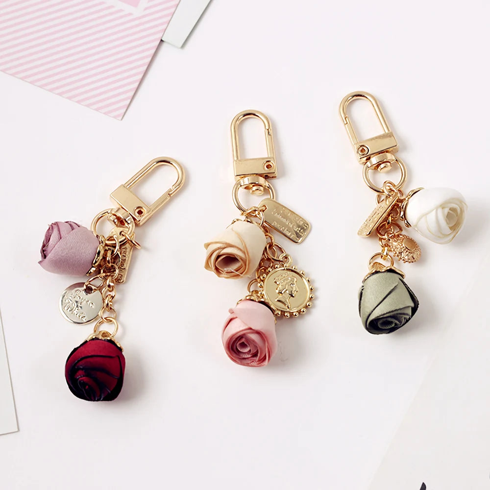 Fabric Rose Bag Charm