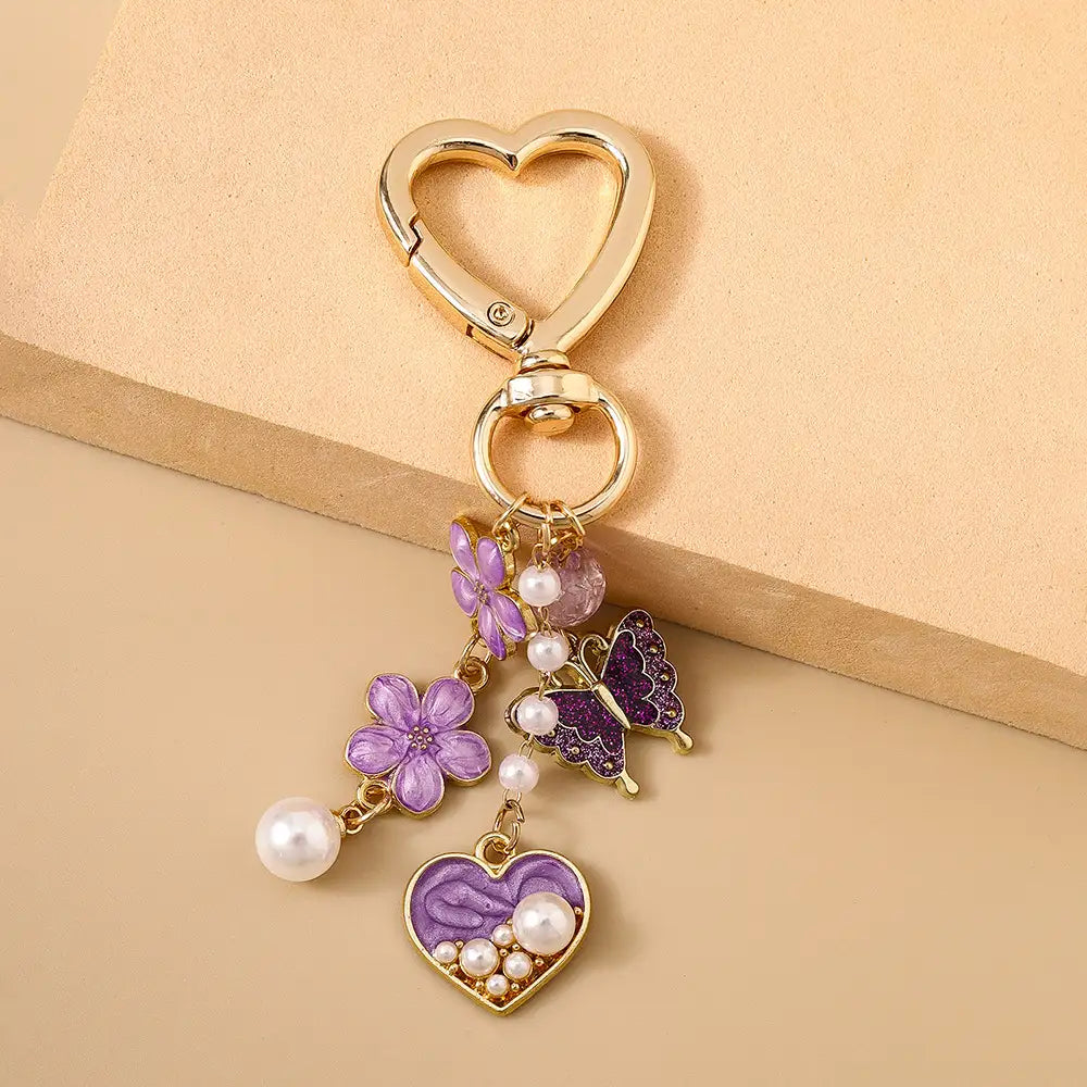 Fashion Butterfly Heart Keychain
