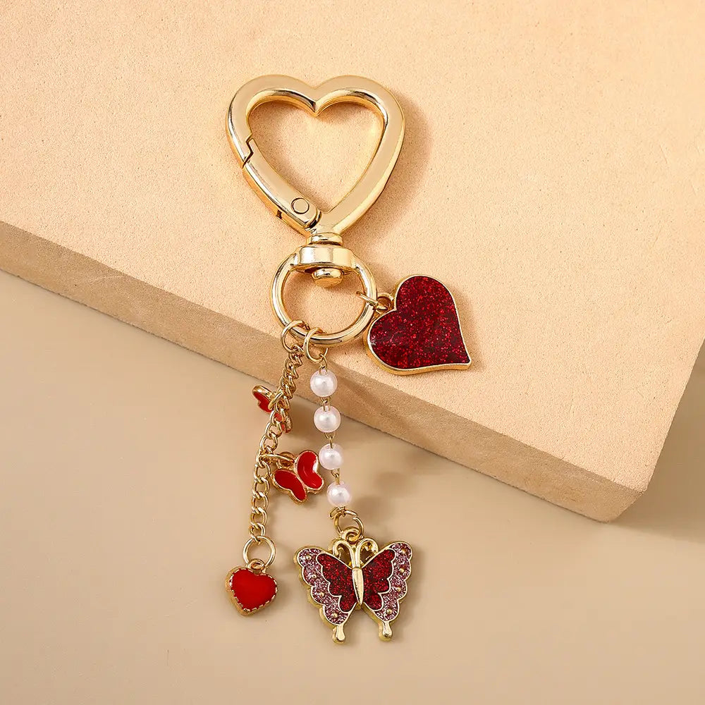 Fashion Butterfly Heart Keychain