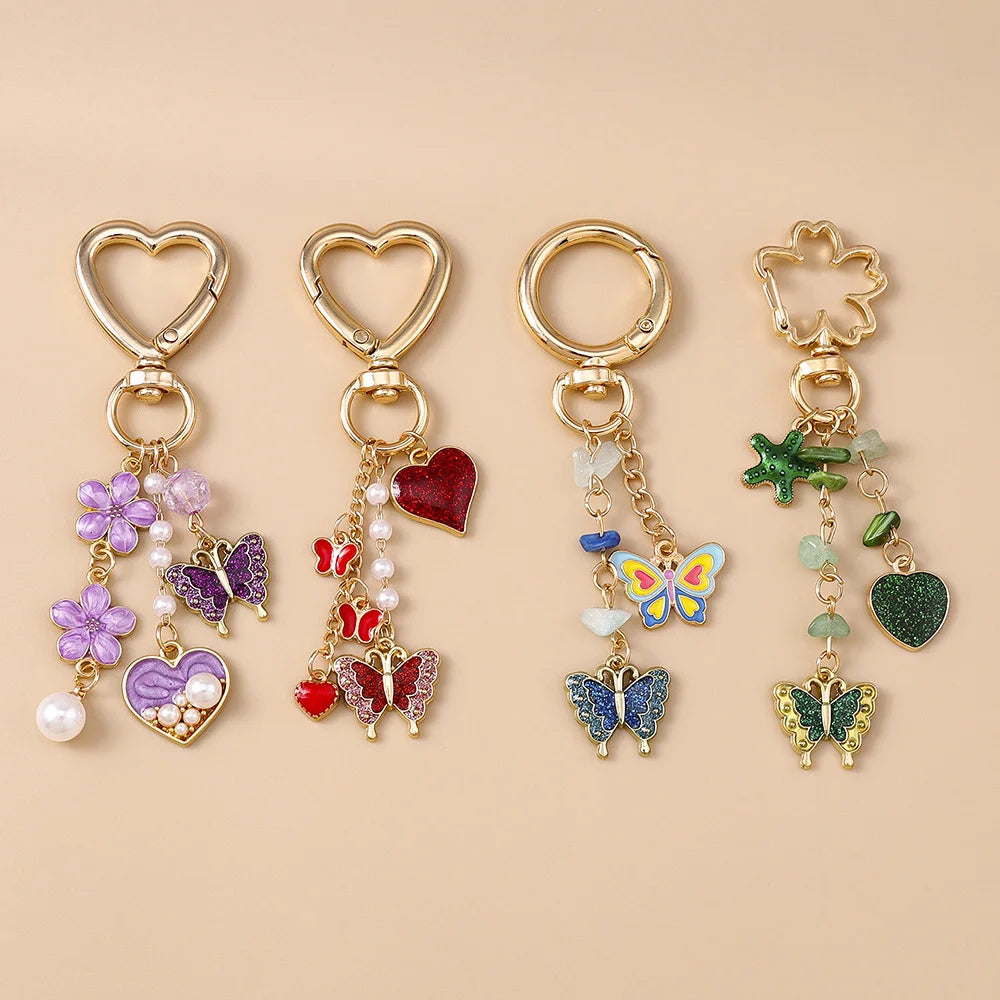 Fashion Butterfly Heart Keychain