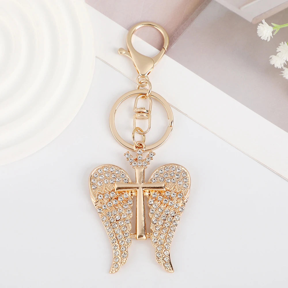 Fashion Double-Wing Cross Keychain