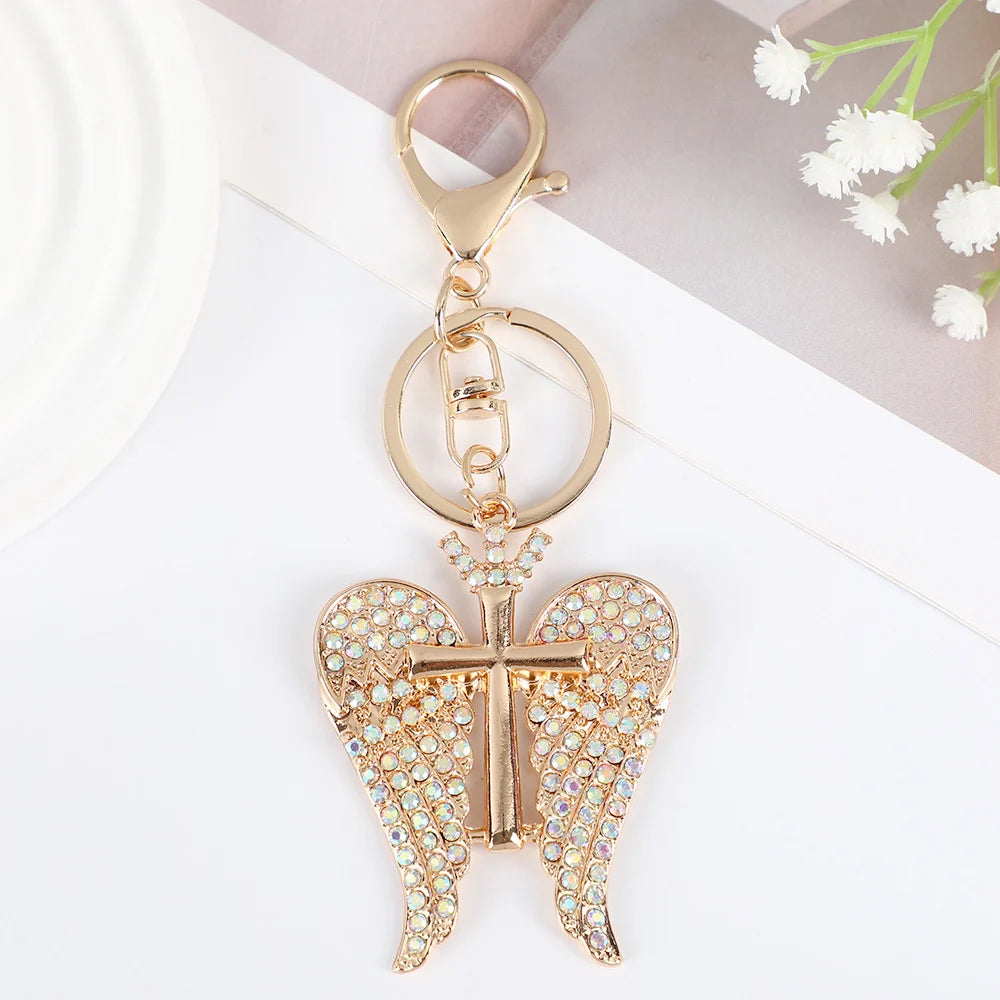 Fashion Double-Wing Cross Keychain