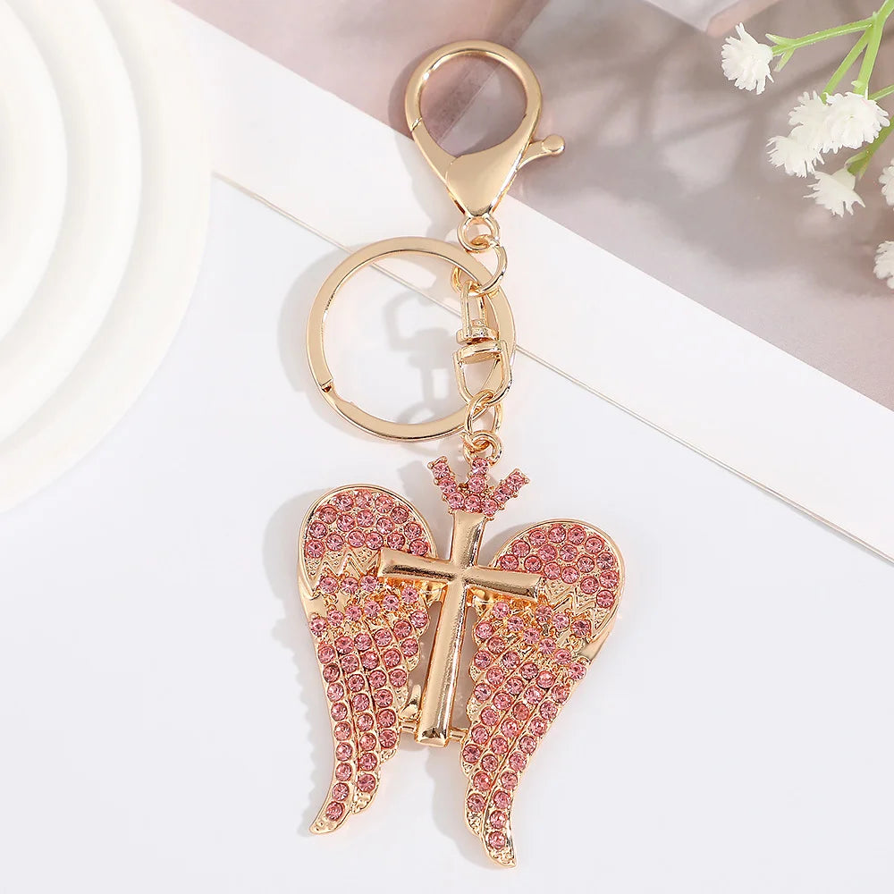 Fashion Double-Wing Cross Keychain