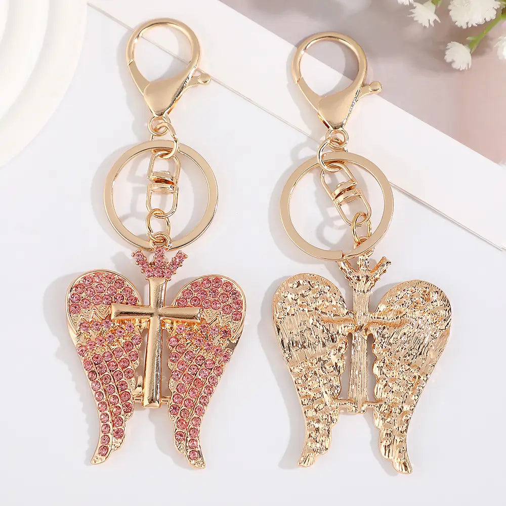 Fashion Double-Wing Cross Keychain