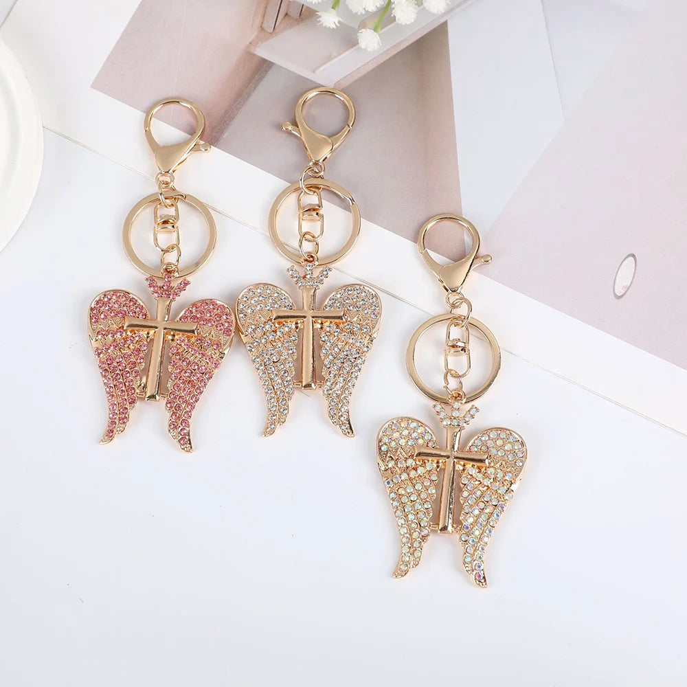 Fashion Double-Wing Cross Keychain