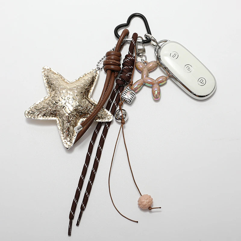 Five-Pointed Star Leather Bag Charm