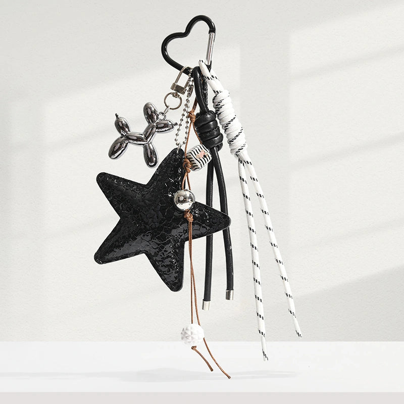 Five-Pointed Star Leather Bag Charm