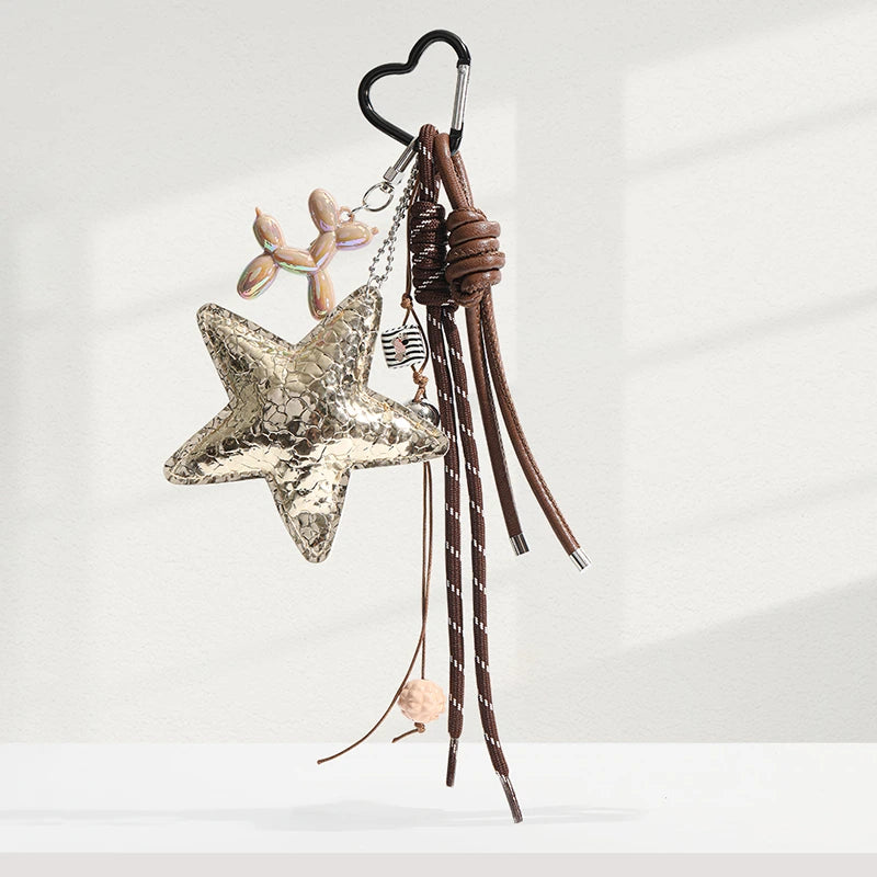 Five-Pointed Star Leather Bag Charm