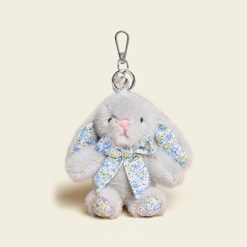 Floral Bow Bunny Bag Charm