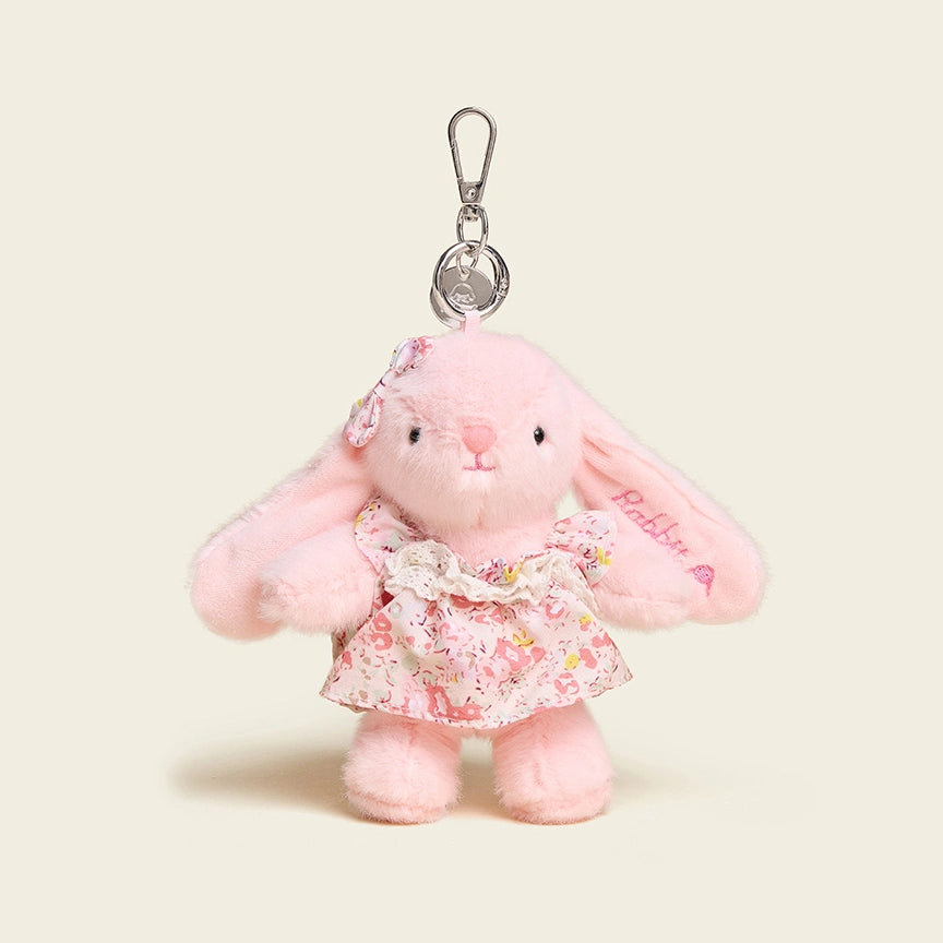 Floral Bow Bunny Bag Charm